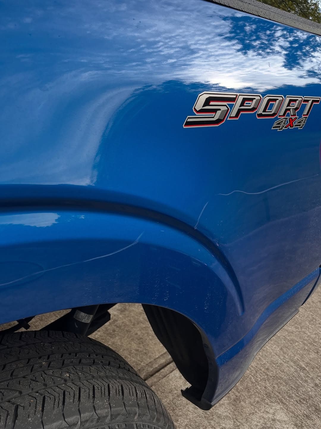 Paint correction on a truck scratch repair, Cumming GA